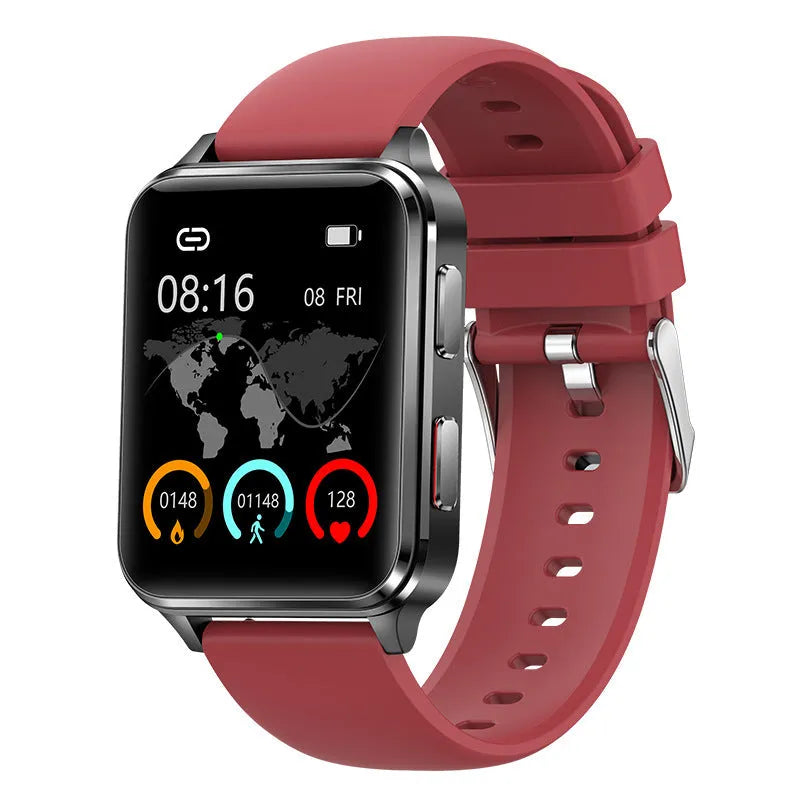 Multi-sport smartwatch with 1.7 inch tempered glass screen showing heart rate monitoring display