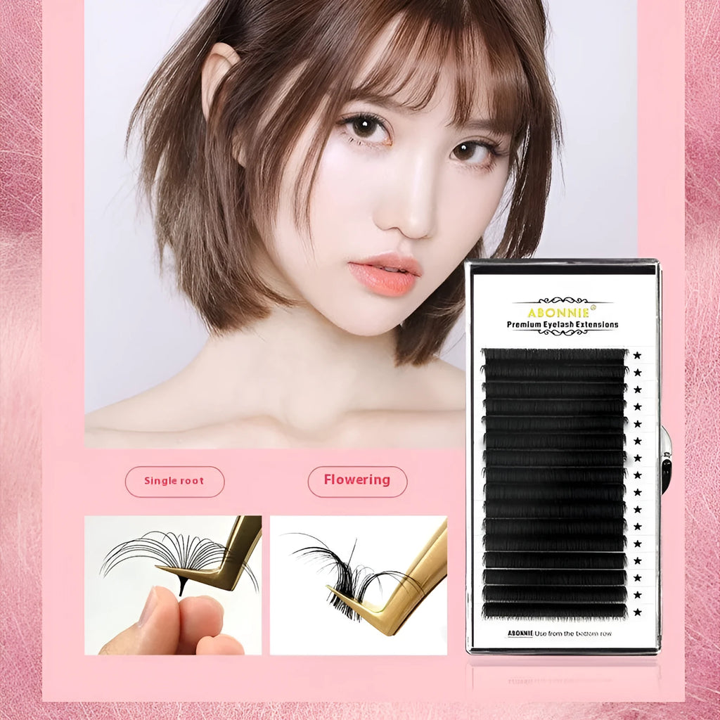 16-row mink hair false eyelashes showing dense arrangement in lengths from 8mm to 18mm