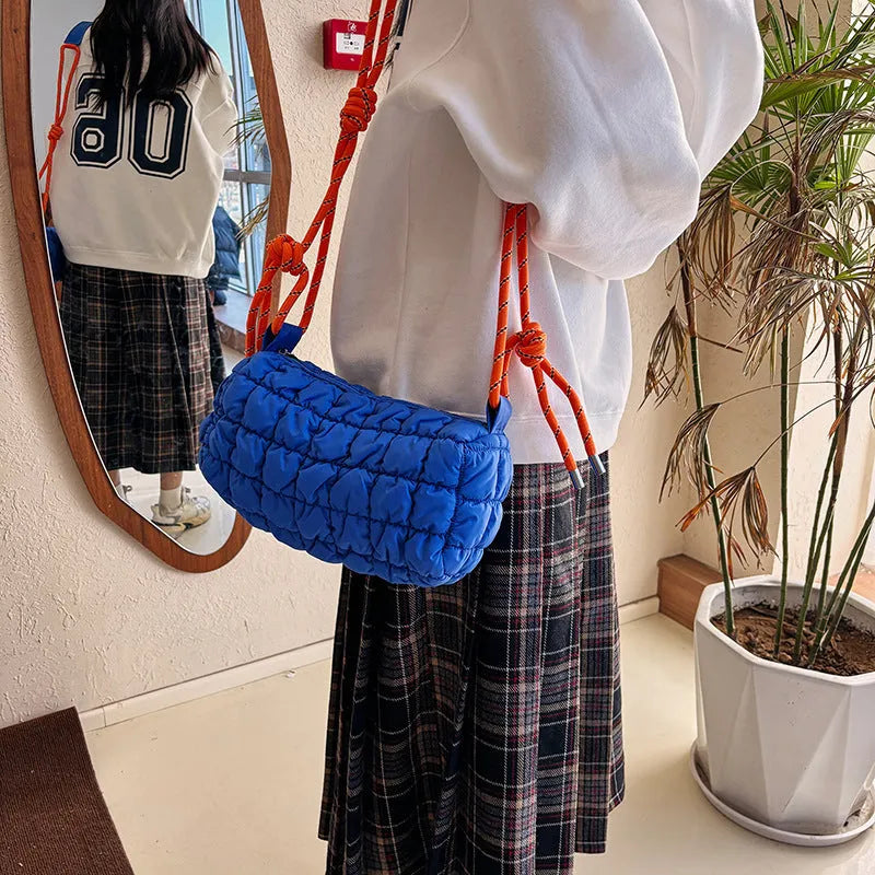 Women's lightweight nylon messenger bag pillow shape crossbody shoulder bag