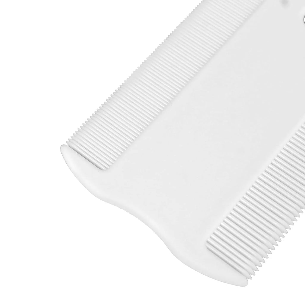 Double-sided plastic flea comb for pets showing dense teeth on one side and grate mouth design