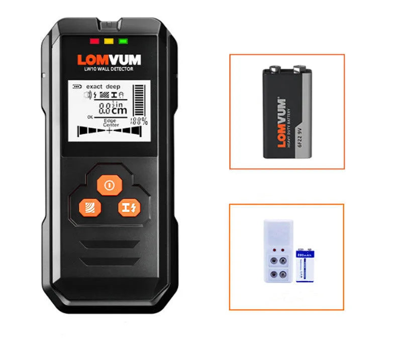 Multifunctional wall detector handheld unit for locating studs, wires and pipes behind walls