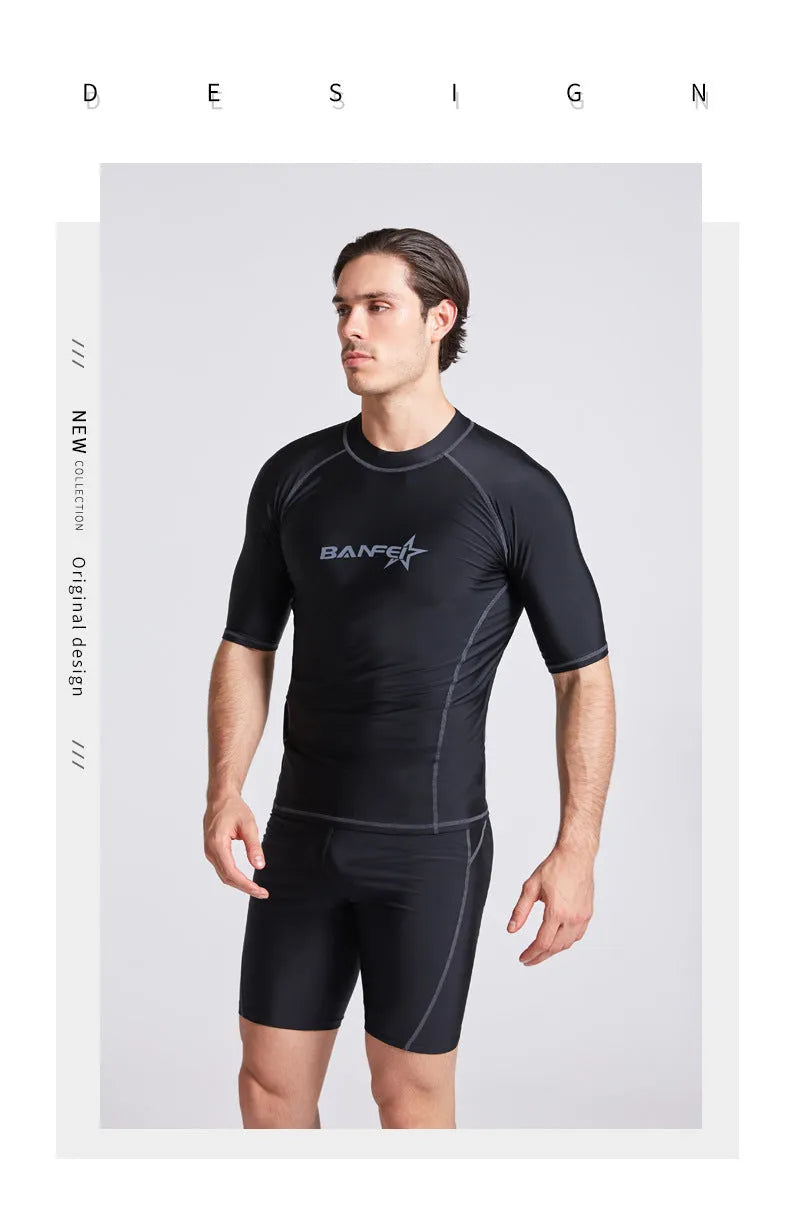 Men's quick-drying half sleeve swimsuit wetsuit for snorkelling and surfing