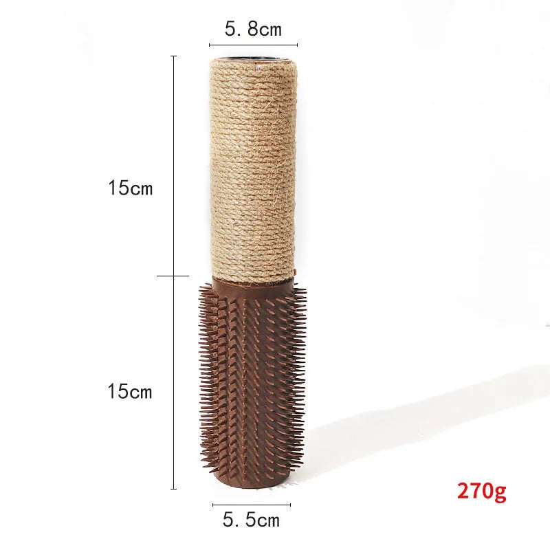 Brown sisal scratching post for cats measuring 30cm tall with natural fibre scratching surface