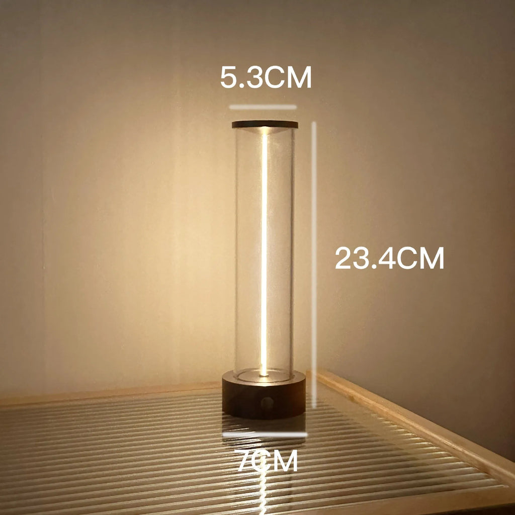 Modern circular glass LED night light with USB charging port and magnetic base