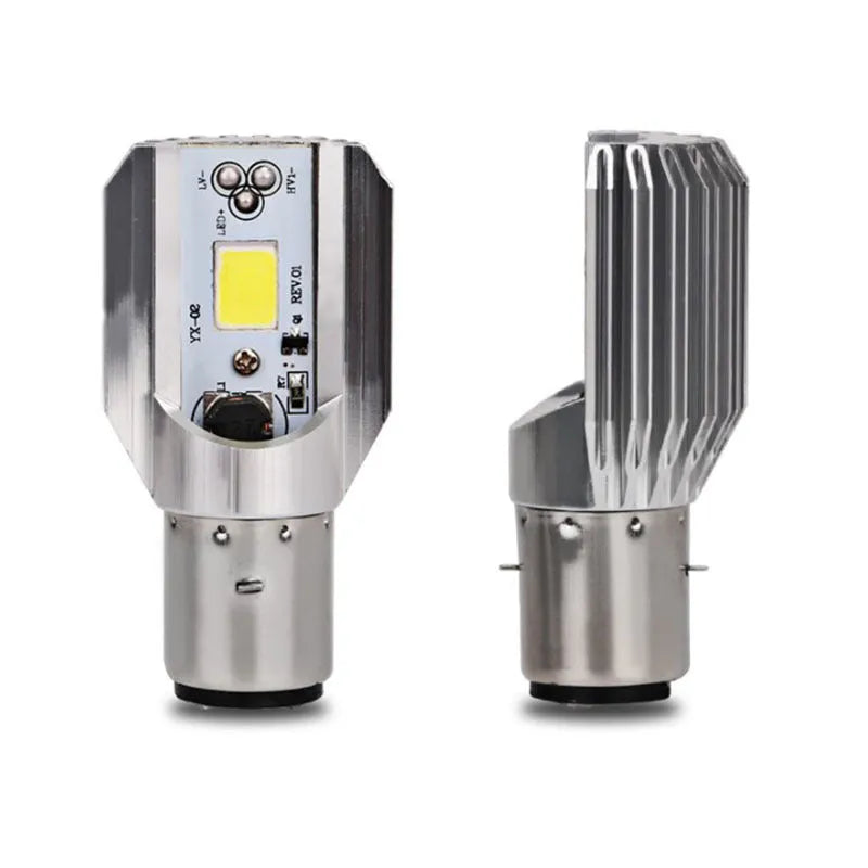 Motorcycle LED headlight unit with aluminium housing for H4 and BA20D sockets