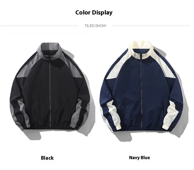 Men's casual jacket with contrast stitching design in black colour showing side pockets and regular length cut