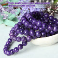 Natural transparent charoite crystal bracelet with platinum setting showing four bead size options
