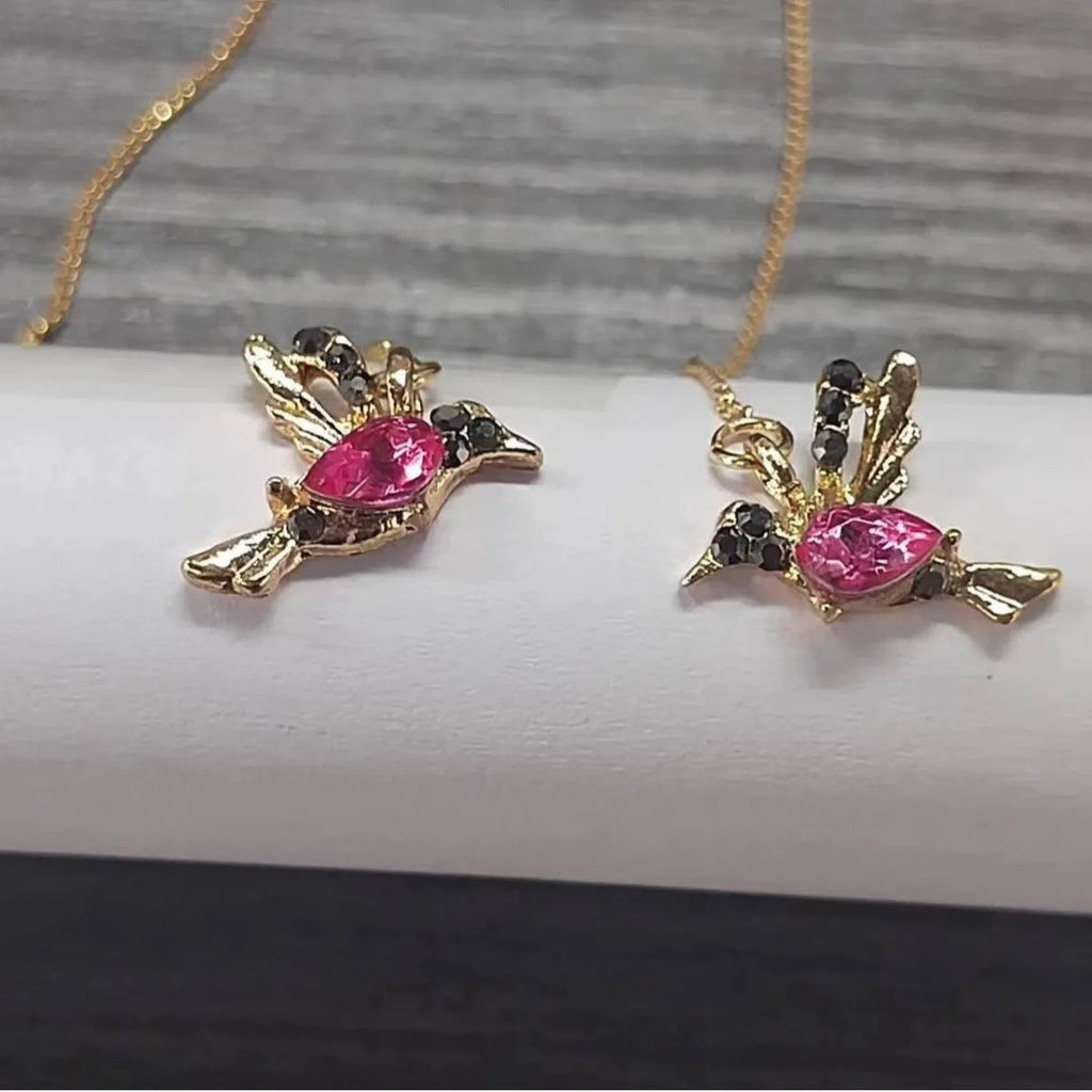 Women's bird hanging long earrings with mixed zirconium wings design in alloy construction with electroplating