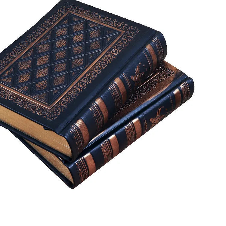 Embossed faux leather notepad with 3D cover in bronze or black gold colour