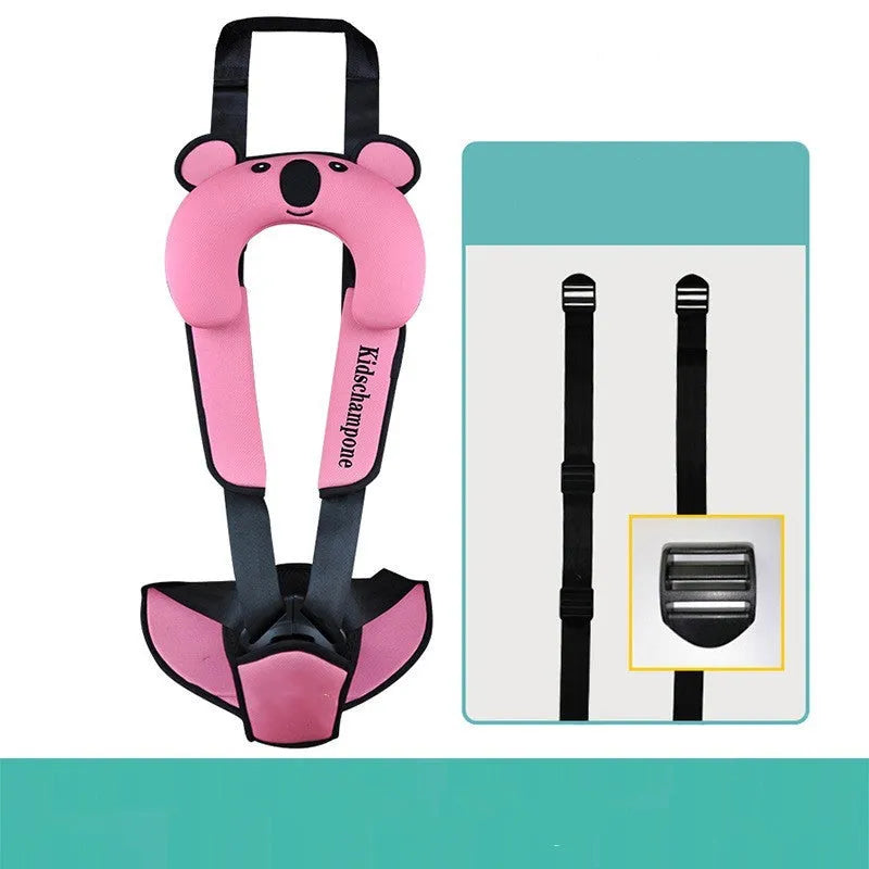 Portable child car seat belt retainer booster cushion in rose pink, charm red or sky blue colours