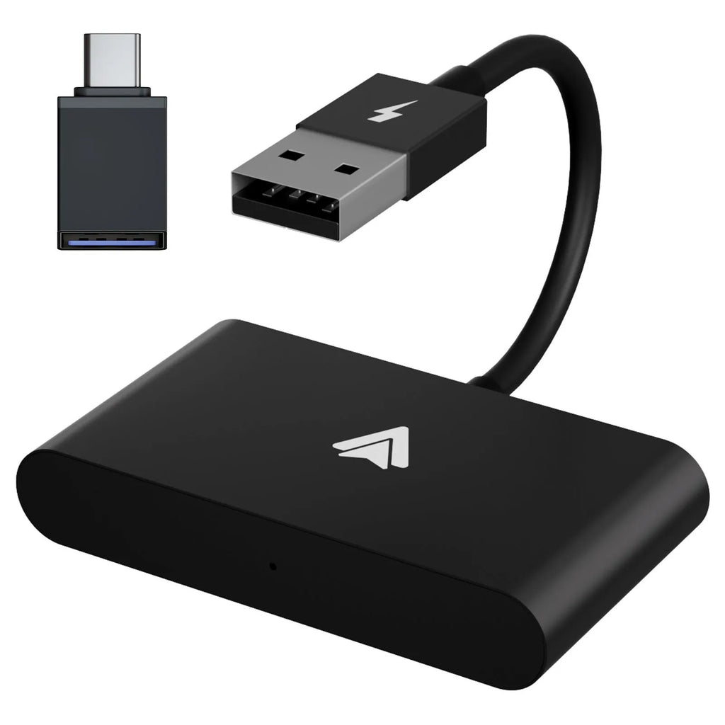 Car wired to wireless Android system adaptor for CARPLAY vehicles in black and white options