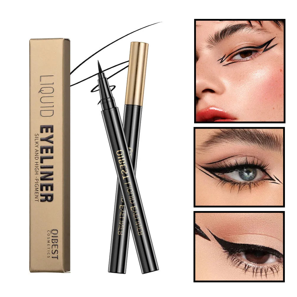 Black liquid eyeliner pen with sweat-proof and smudge-resistant quick-drying formula