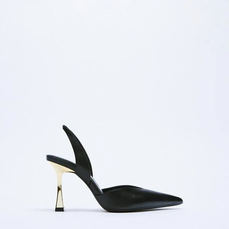 Women's patent leather pointed toe high heels in apricot colour Korean style shallow mouth design