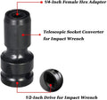 Scaling bit holder socket extension tool with telescopic sleeve on a workbench.