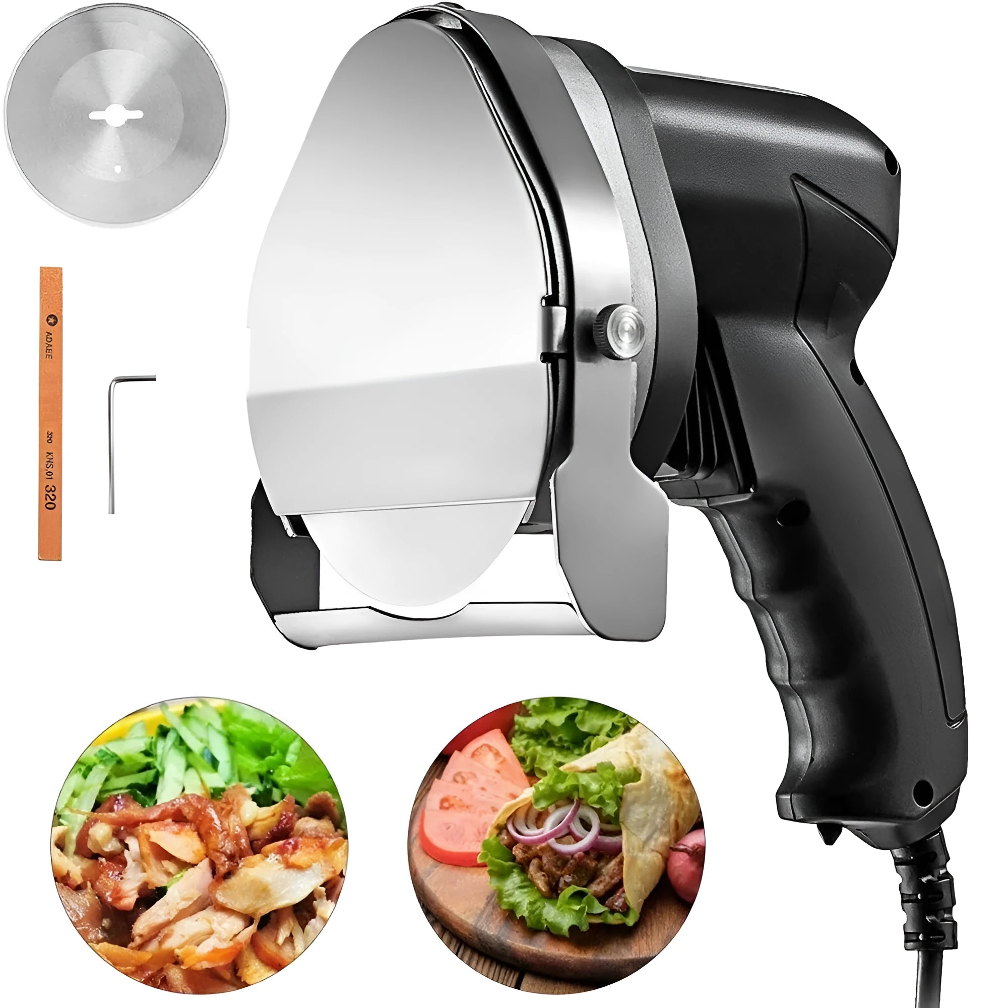 Black KS-100E electric meat cleaver for turkey barbecue machines with adjustable blade and EU plug