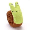 Squeak dog puzzle toy in frog snail or snake design with foraging holes and transformable shape