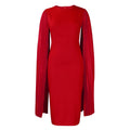 Women's long sleeve evening gown with pleated shawl collar and high waist in a choice of colours.