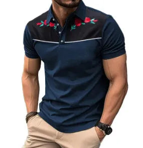 Men's short sleeve polo shirt with zipper decorations in polyester mesh fabric