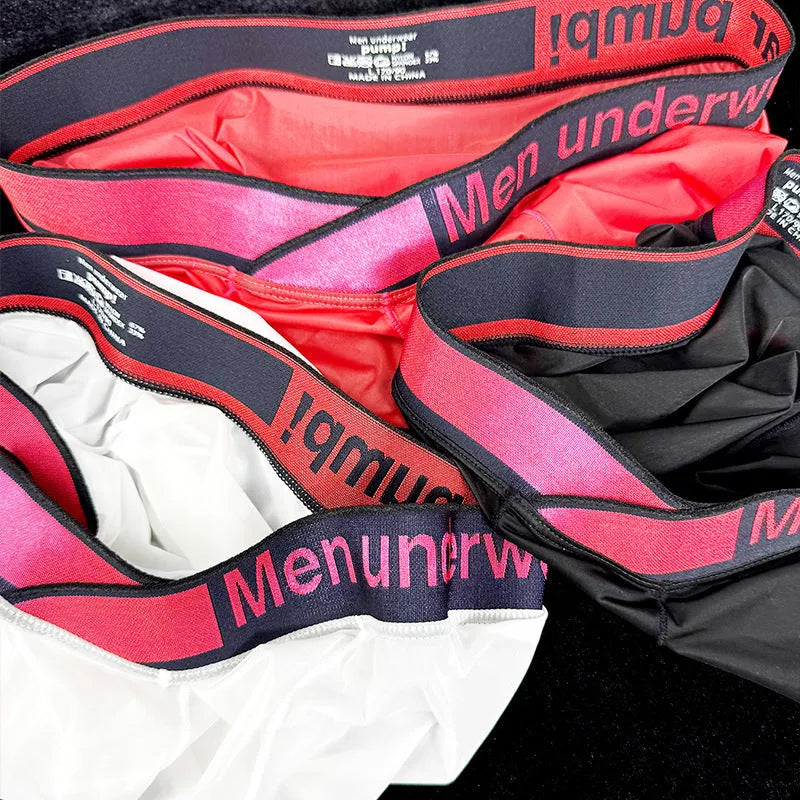 Men's low waist modal nylon underwear in black red white colours seamless sports design