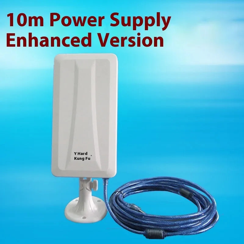 White USB wireless network card with high power signal booster for computer connectivity