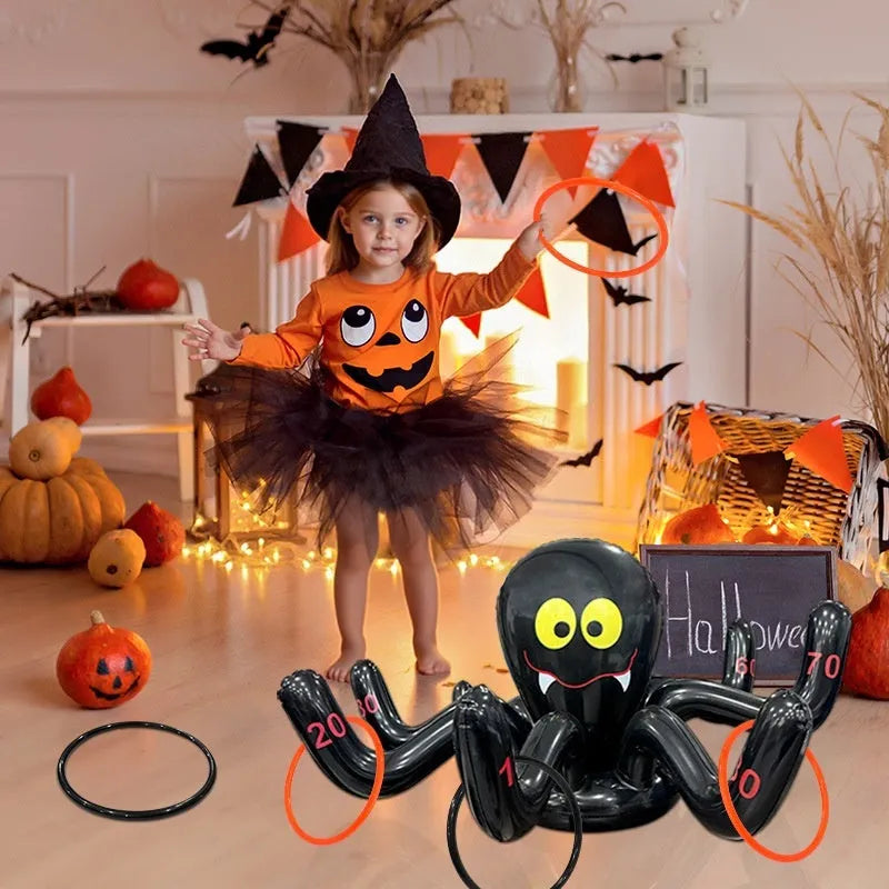 Inflatable octopus ferrule throwing toy in multiple Halloween colour variations
