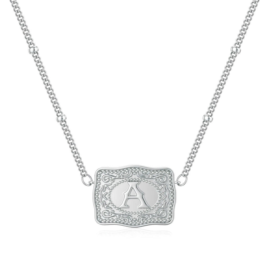 Copper electroplated necklace with a letter charm, available in gold or white k colour.