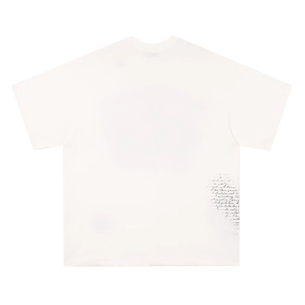 White and black pure cotton T-shirt with short sleeves and a retro Hip Hop Gothic letter pattern design.