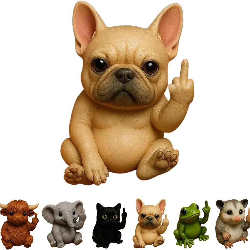 Mini animal vertical middle finger doll resin ornament in cat style
