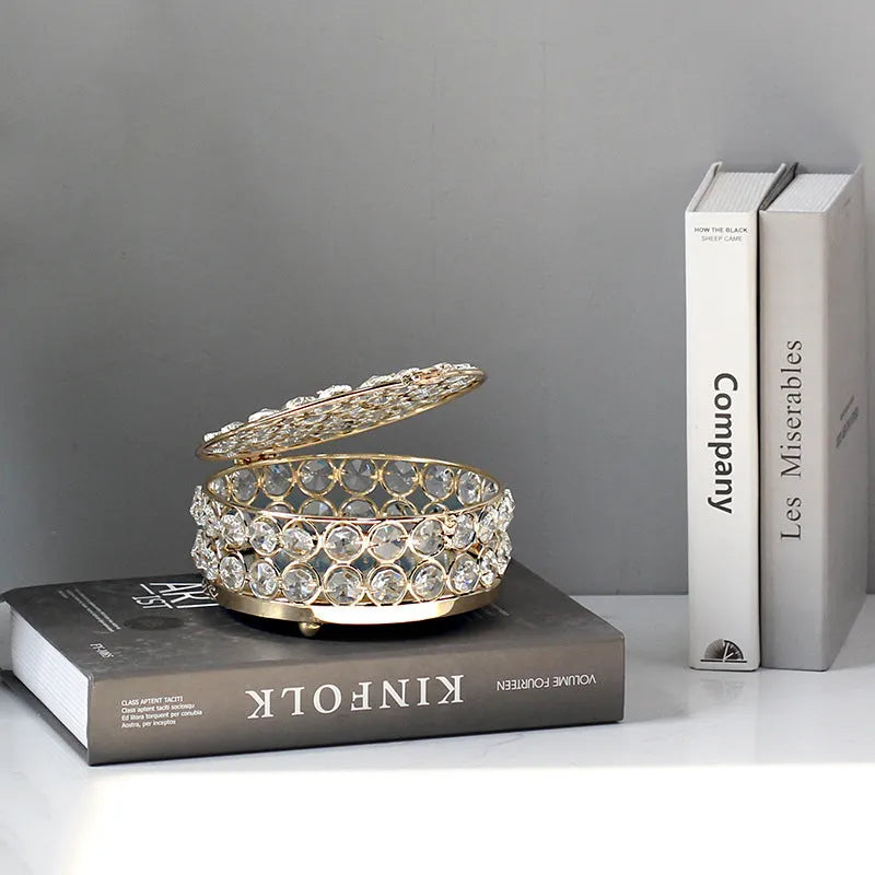 European style metal jewelry storage box with French gold finish
