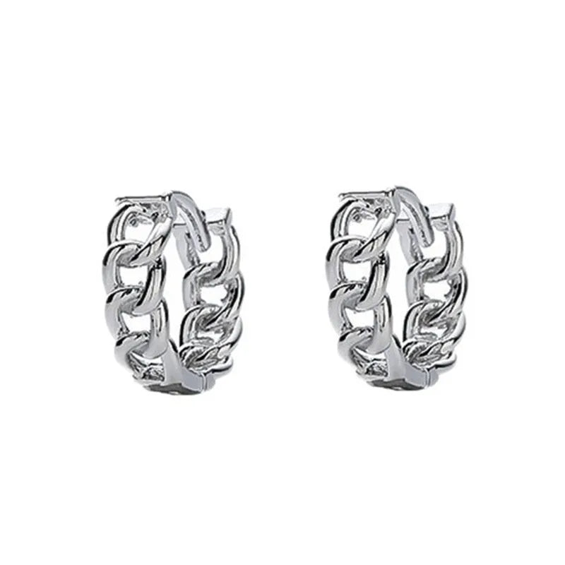 Men's copper geometric hip hop earrings in 10mm and 14mm sizes with auspicious cloud design