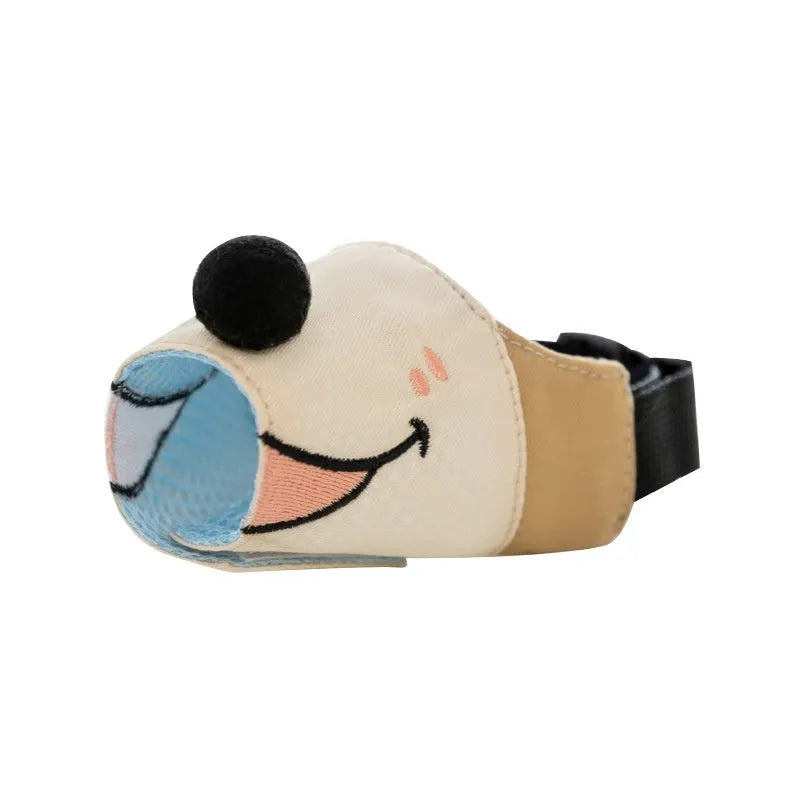 Canvas dog muzzle mouth cover in Ollie Brown Bear colour available in S M L XL sizes