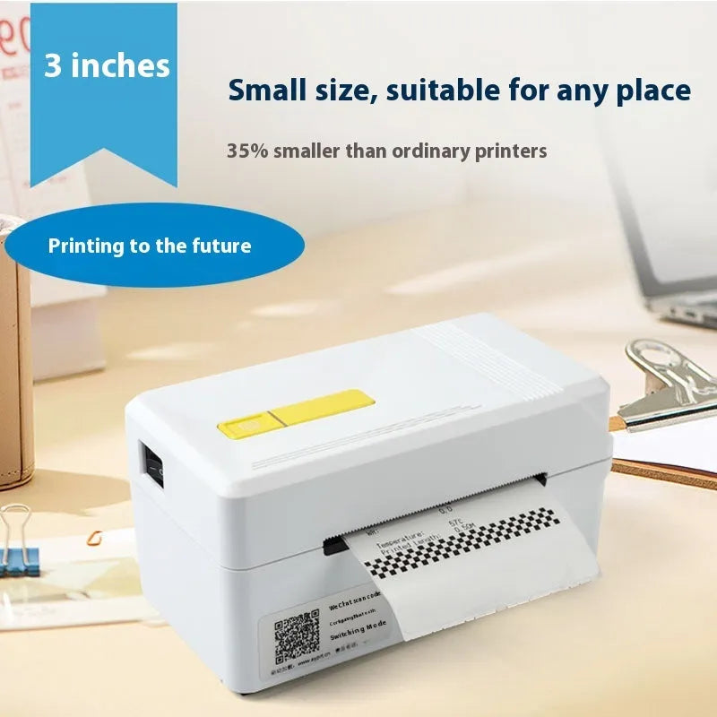 FlashLabel thermal express order label printer with USB connection on a desk.