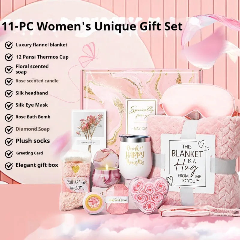 Aromatherapy candle and soap bath gift set in a modern simplicity style plastic box.