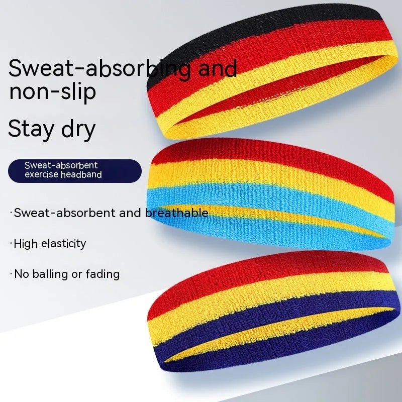Multi-colour sports headband for adults in six different colour combinations