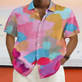 Hawaiian style cardigan with stand collar, short sleeves, and 3D printing design in shown colour