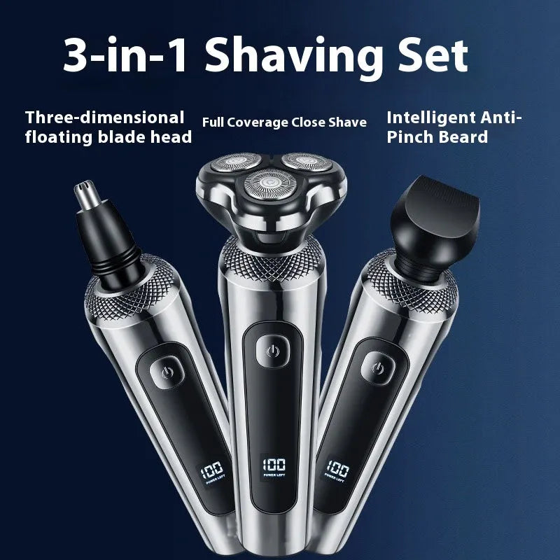 USB rechargeable washable beard scraper with digital display and five-in-one base bracket