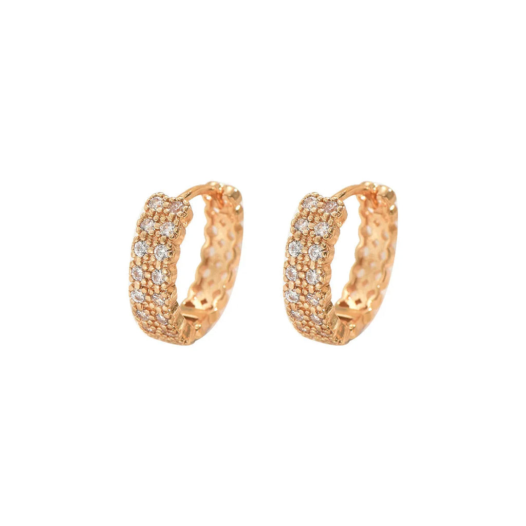 Geometry pattern copper ear studs with round dot ring elements in DE20288 colour