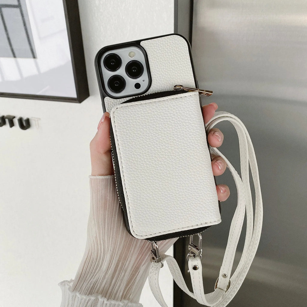 Litchi textured protective phone case for iPhone models, shown in multiple colour options.