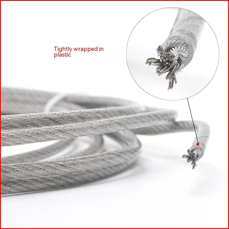 304 stainless steel security cable with PVC coating in multiple diameter options for anti-theft protection
