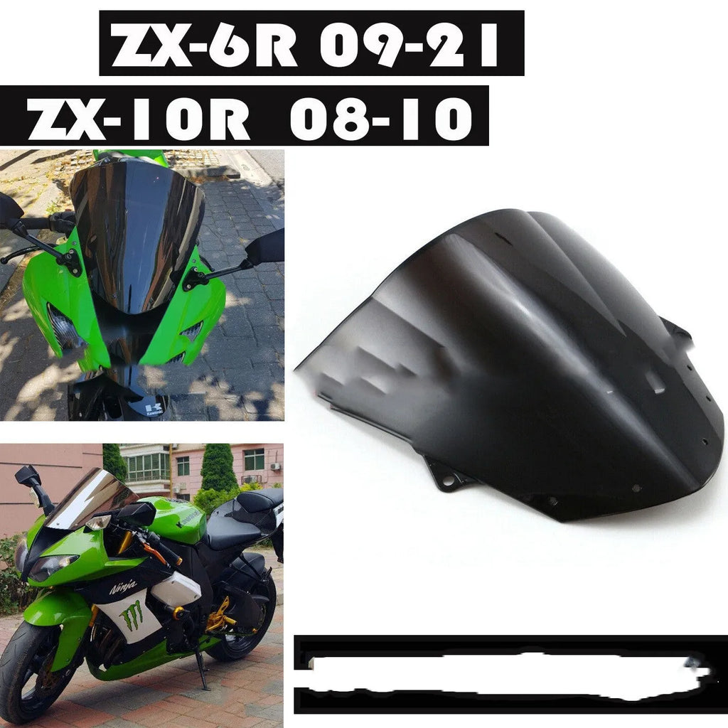 Blue motorcycle windscreen for Kawasaki ZX-6R and ZX-10R sport bikes