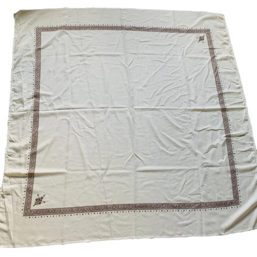 Large printed square scarf in lightweight polyester fabric showing 138x138cm dimensions