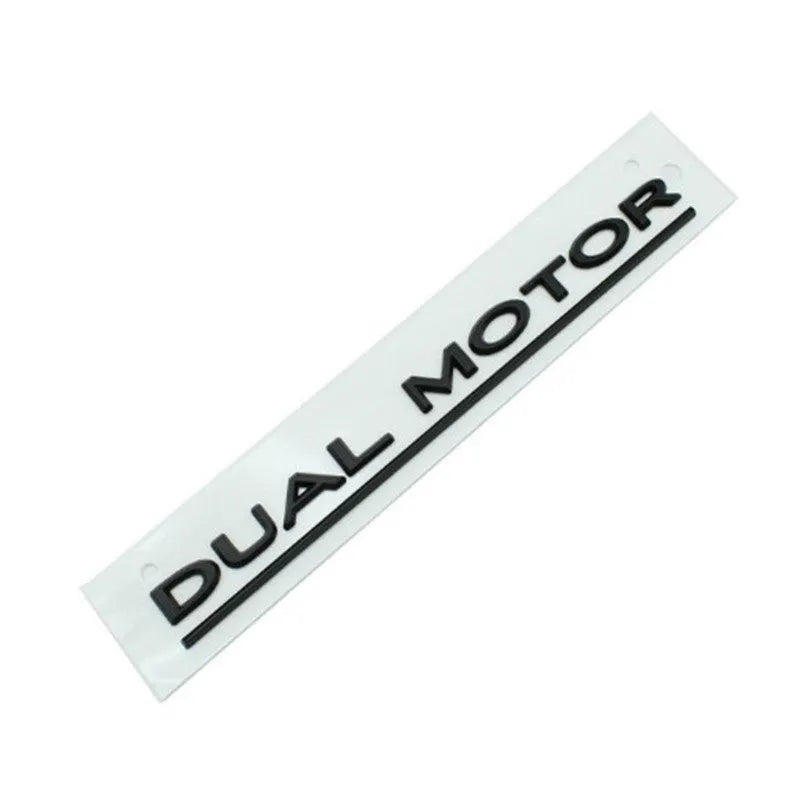 Tesla Model 3 double motor performance bumper sticker in matte black with red stripes