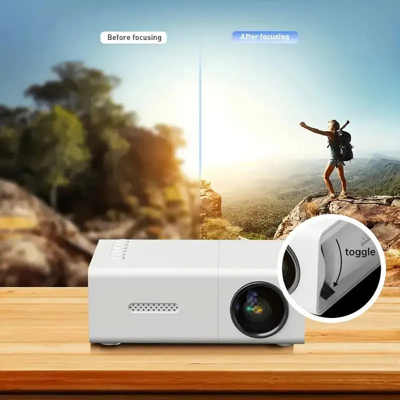 M100 mini projector in white or black colour with remote control and cables for 100-inch home projection
