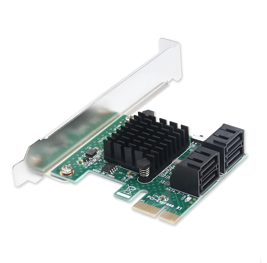 PCIe to SATA 3.0 extension card, four SATA ports, PCIe x1, green, 120mm x 65mm x 56mm