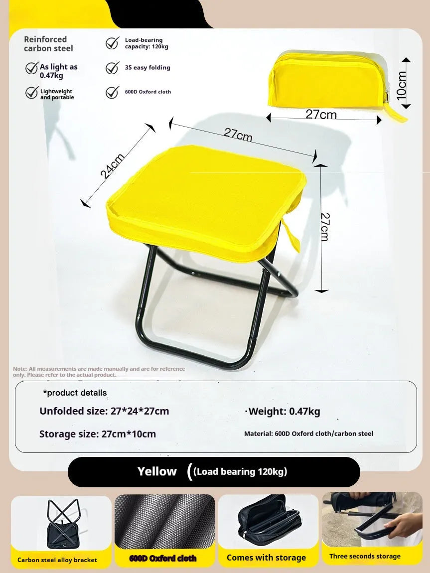 Lightweight foldable camp stool in pencil box design with Oxford cloth fabric