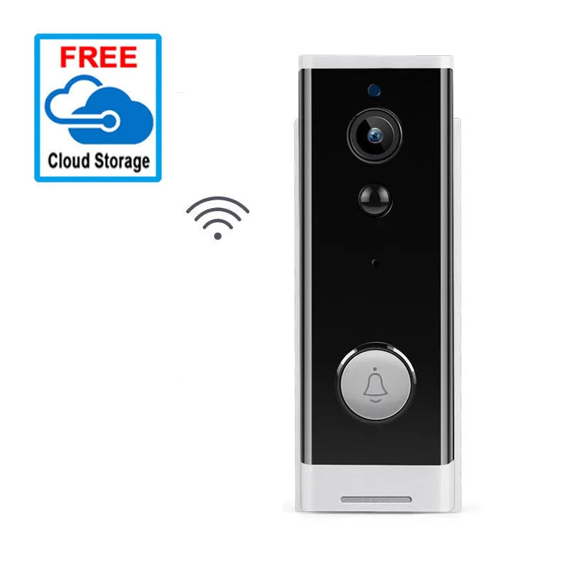White 1080p wireless network security camera for wall mounting and mobile phone monitoring.