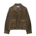Women's medium thickness PU jacket in Japanese Korean casual style with regular fit