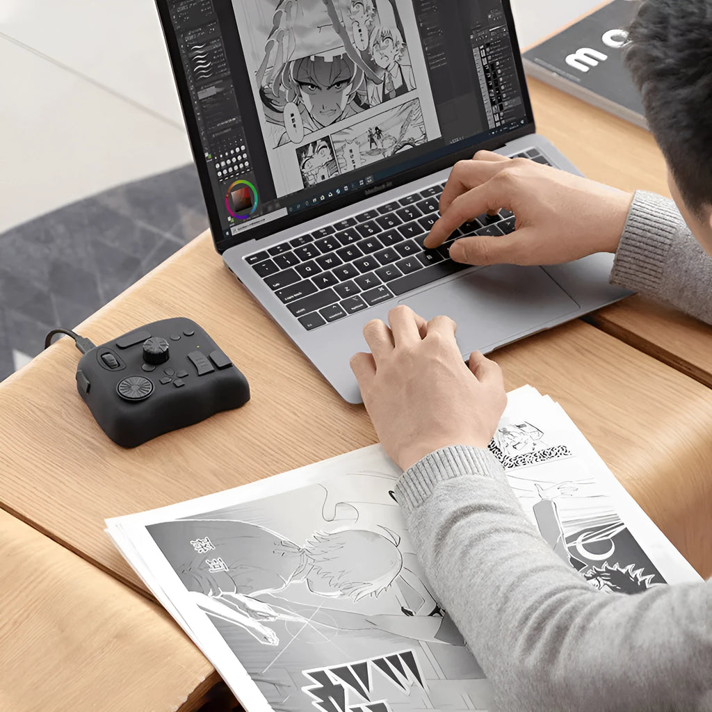TourBox NEO editing controller auxiliary keyboard for digital creators on desk
