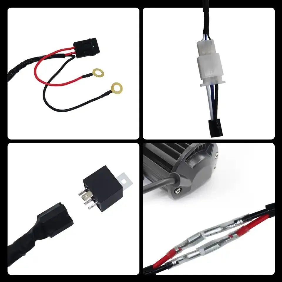 2 metre silicone automotive wiring harness for LED work lights with one-to-two splitter connections