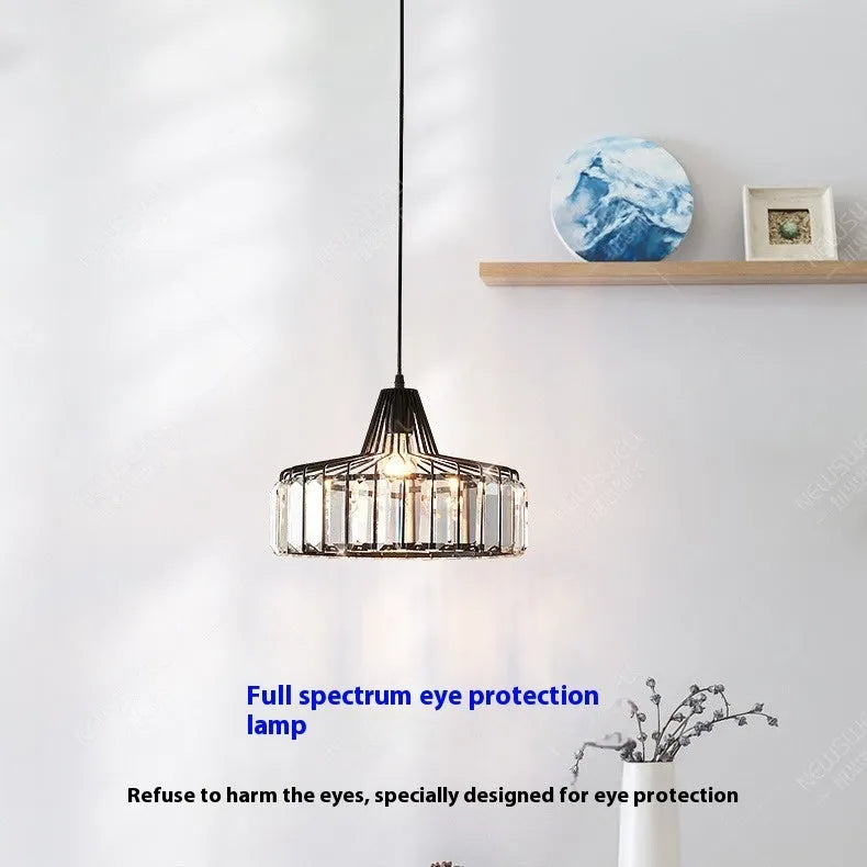 Modern crystal chandelier ceiling light in black or gold with LED full-spectrum lighting